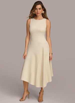 Donna Karan Asymmetrical Midi Dress White | AU_DK75104