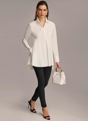 Donna Karan Long Sleeve A-line Tunic Sweaters and Tops Cream | AU_DK90302