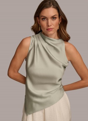 Donna Karan Ruched With Angled Hem Sweaters and Tops Grey | AU_DK97968