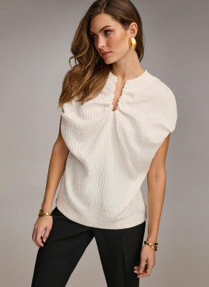 Donna Karan Textured Sweaters and Tops White | AU_DK97525