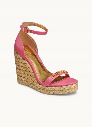 Donna Karan Yulissa Ankle Strap Espadrille Heels Rose | AU_DK41982