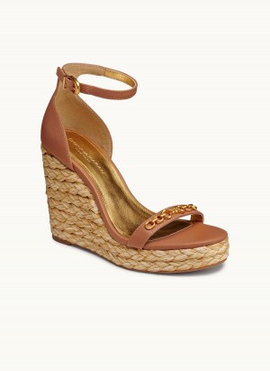 Donna Karan Yulissa Ankle Strap Espadrille Sandals Brown | AU_DK39392