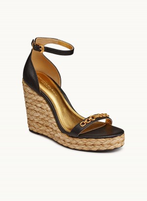 Donna Karan Yulissa Ankle Strap Espadrille Sandals Black | AU_DK39788