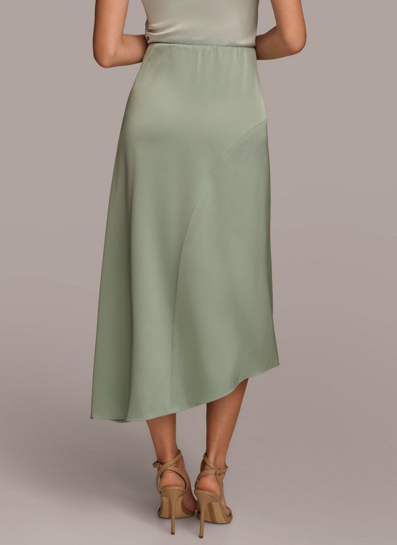 Donna Karan Asymmetrical Flare Hem Skirt Green | AU_DK63021