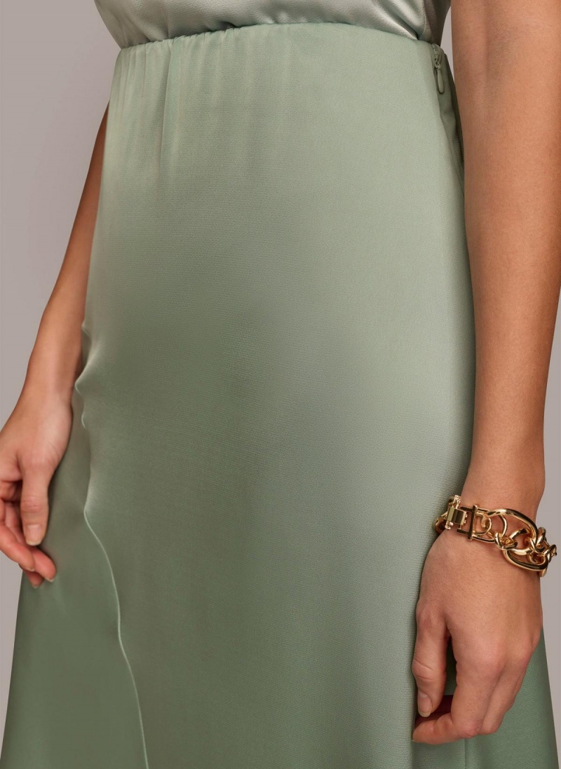 Donna Karan Asymmetrical Flare Hem Skirt Green | AU_DK63021