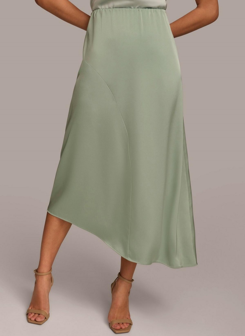 Donna Karan Asymmetrical Flare Hem Skirt Green | AU_DK63021