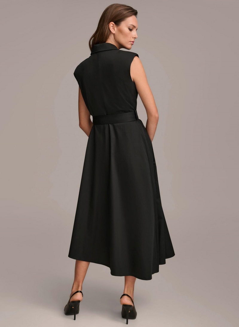 Donna Karan Belted Asymmetrical Dress Black | AU_DK46445