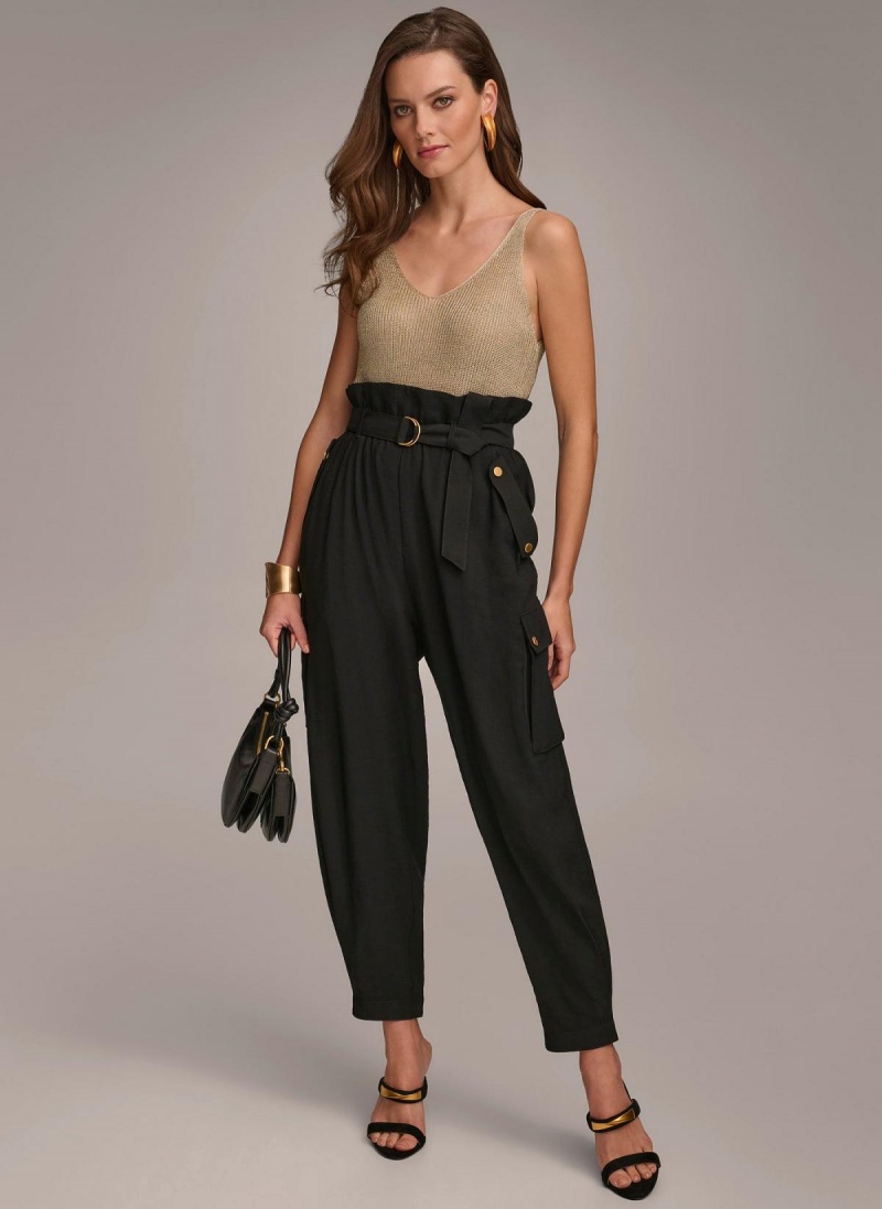 Donna Karan Belted Cargo Pants Black | AU_DK20564