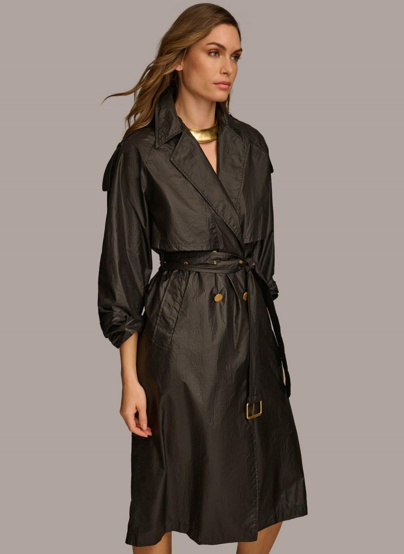 Donna Karan Belted Light Weight Trench Outerwear Black | AU_DK40920