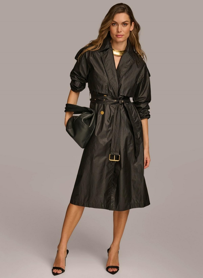 Donna Karan Belted Light Weight Trench Outerwear Black | AU_DK40920