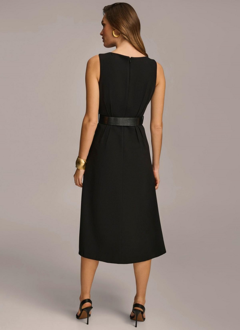 Donna Karan Belted Midi Dress Black | AU_DK67162