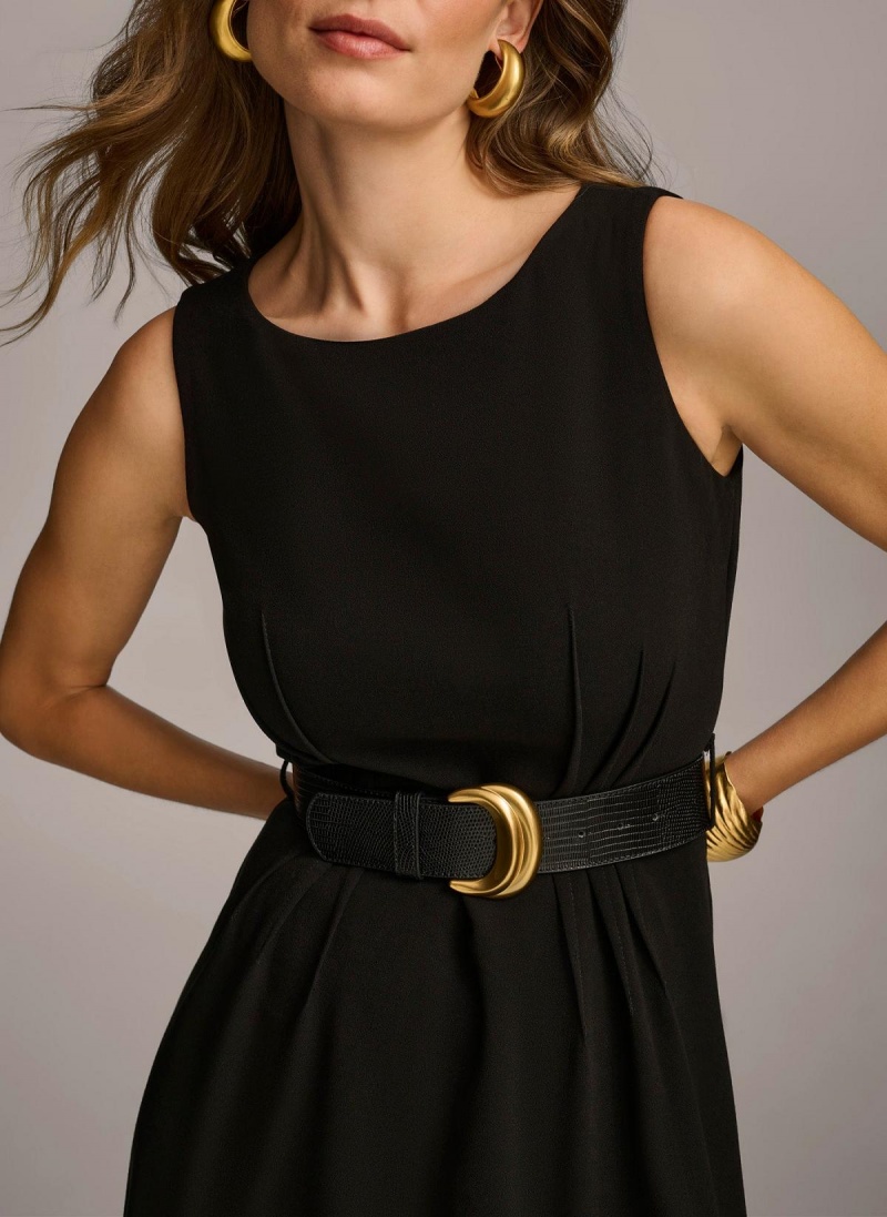 Donna Karan Belted Midi Dress Black | AU_DK67162