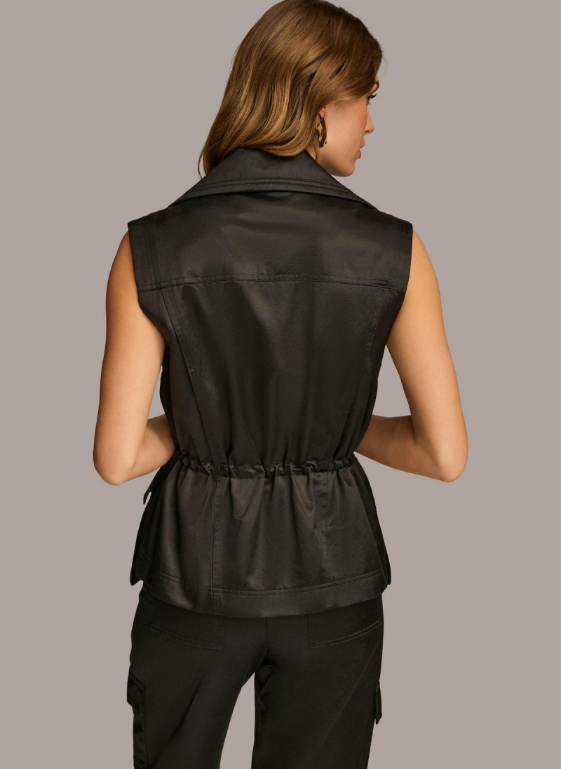 Donna Karan Belted Vest Outerwear Black | AU_DK71313