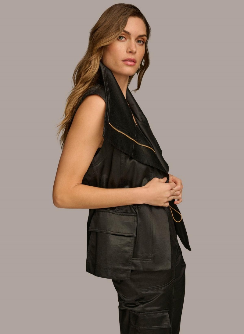 Donna Karan Belted Vest Outerwear Black | AU_DK71313