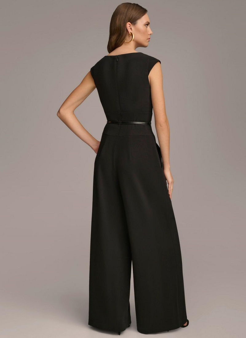 Donna Karan Belted With Pockets Jumpsuit Black | AU_DK66978