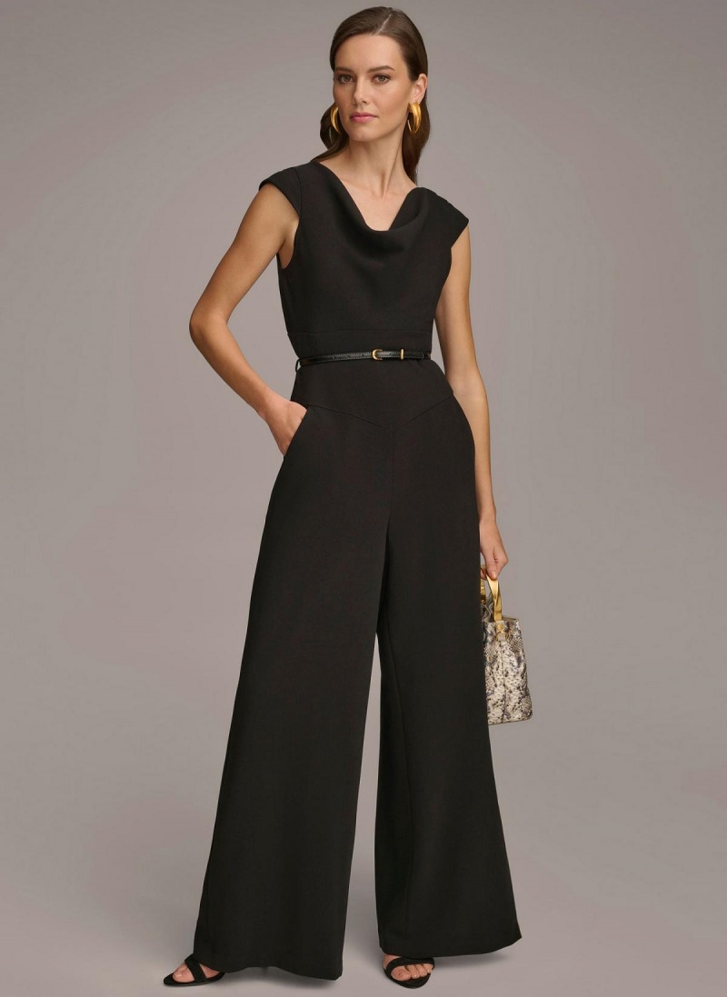 Donna Karan Belted With Pockets Jumpsuit Black | AU_DK66978