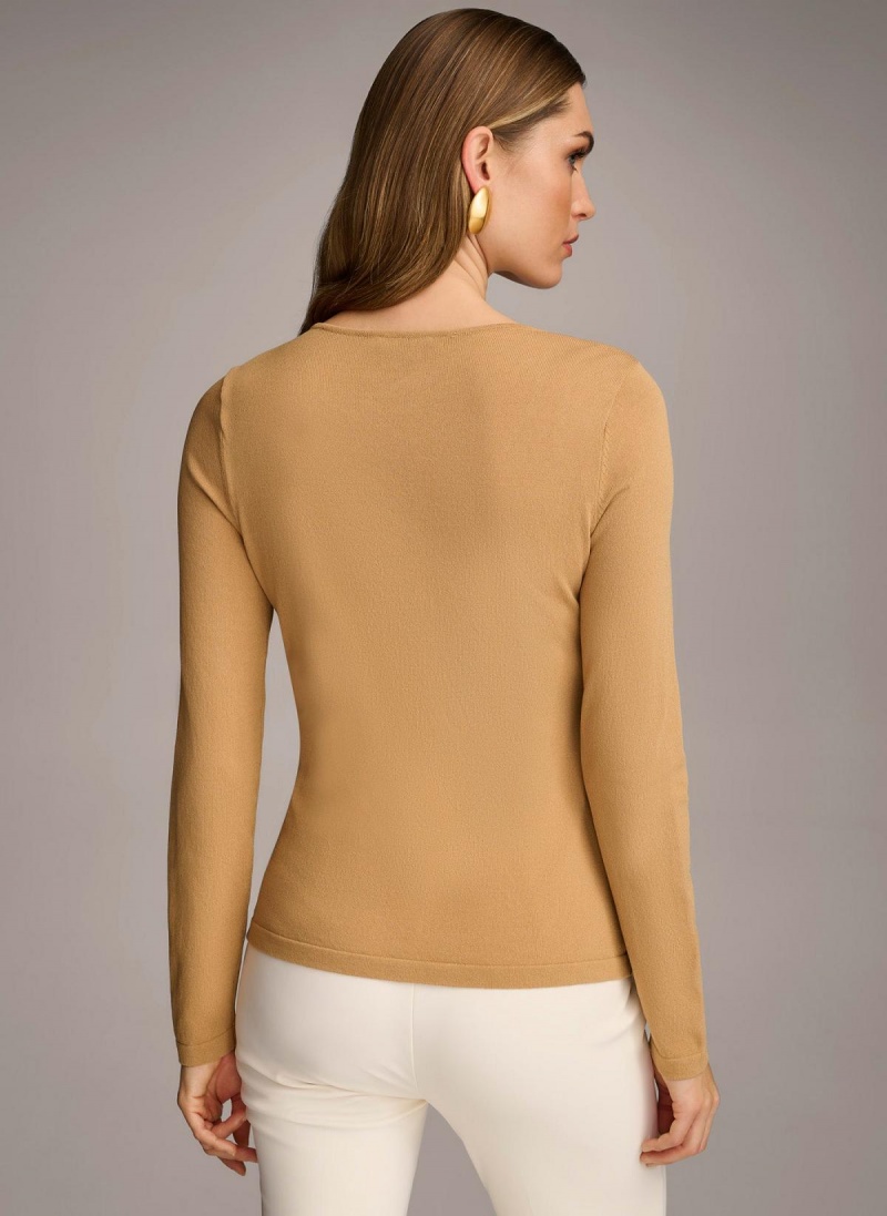 Donna Karan Buckle Hardware Sweaters and Tops Brown | AU_DK97150