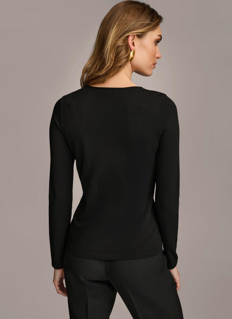 Donna Karan Buckle Hardware Sweaters and Tops Black | AU_DK48064