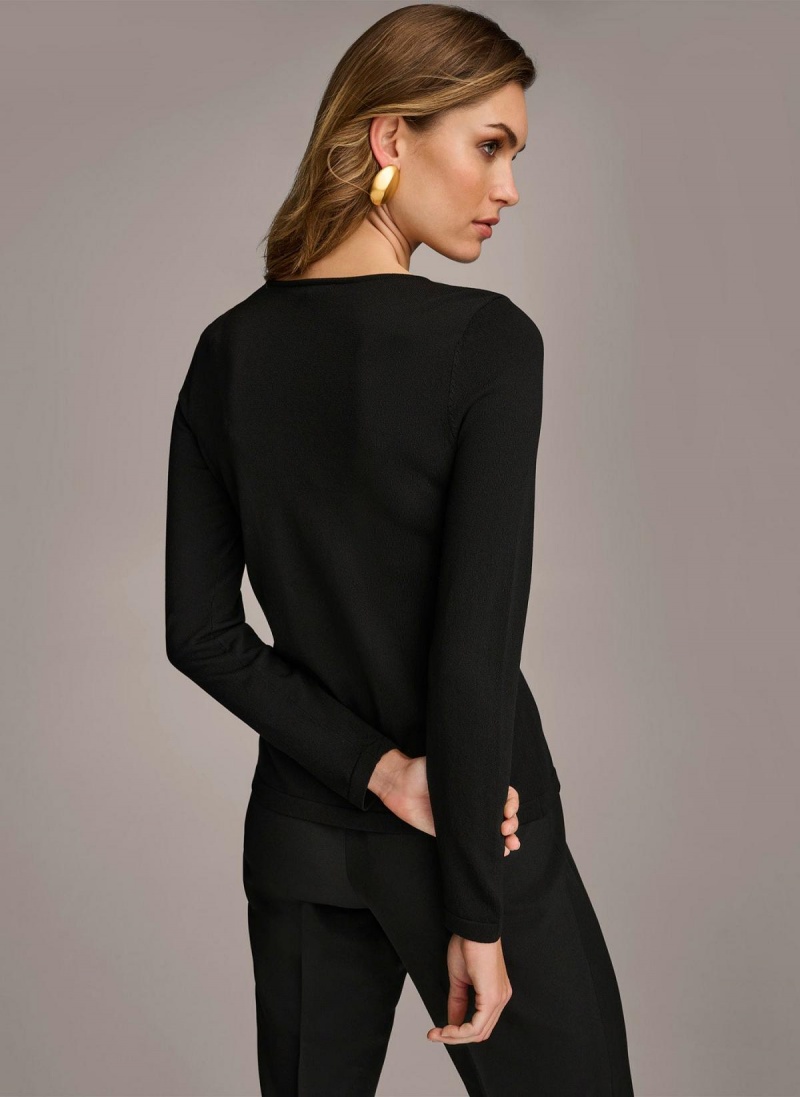 Donna Karan Buckle Hardware Sweaters and Tops Black | AU_DK48064