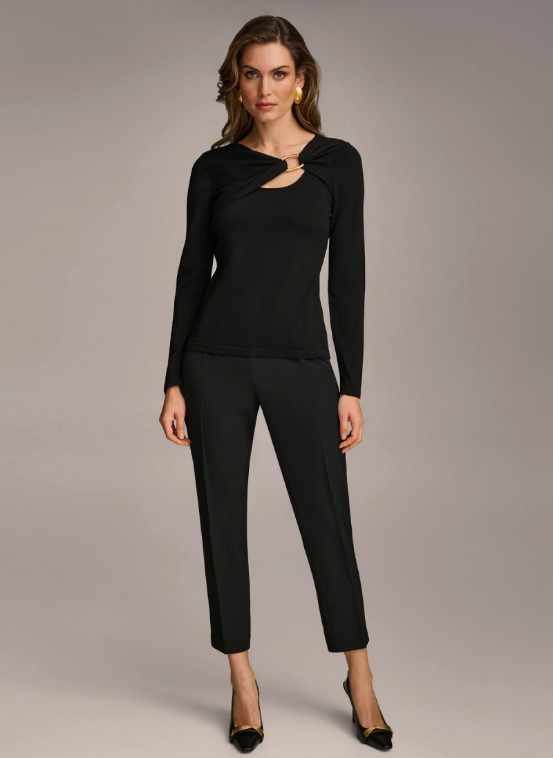 Donna Karan Buckle Hardware Sweaters and Tops Black | AU_DK48064