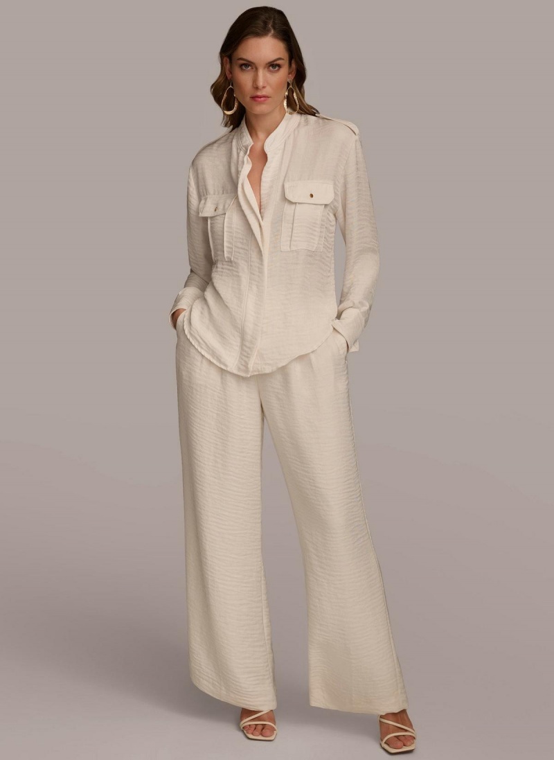 Donna Karan Button Up With Pockets Sweaters and Tops Cream | AU_DK77379