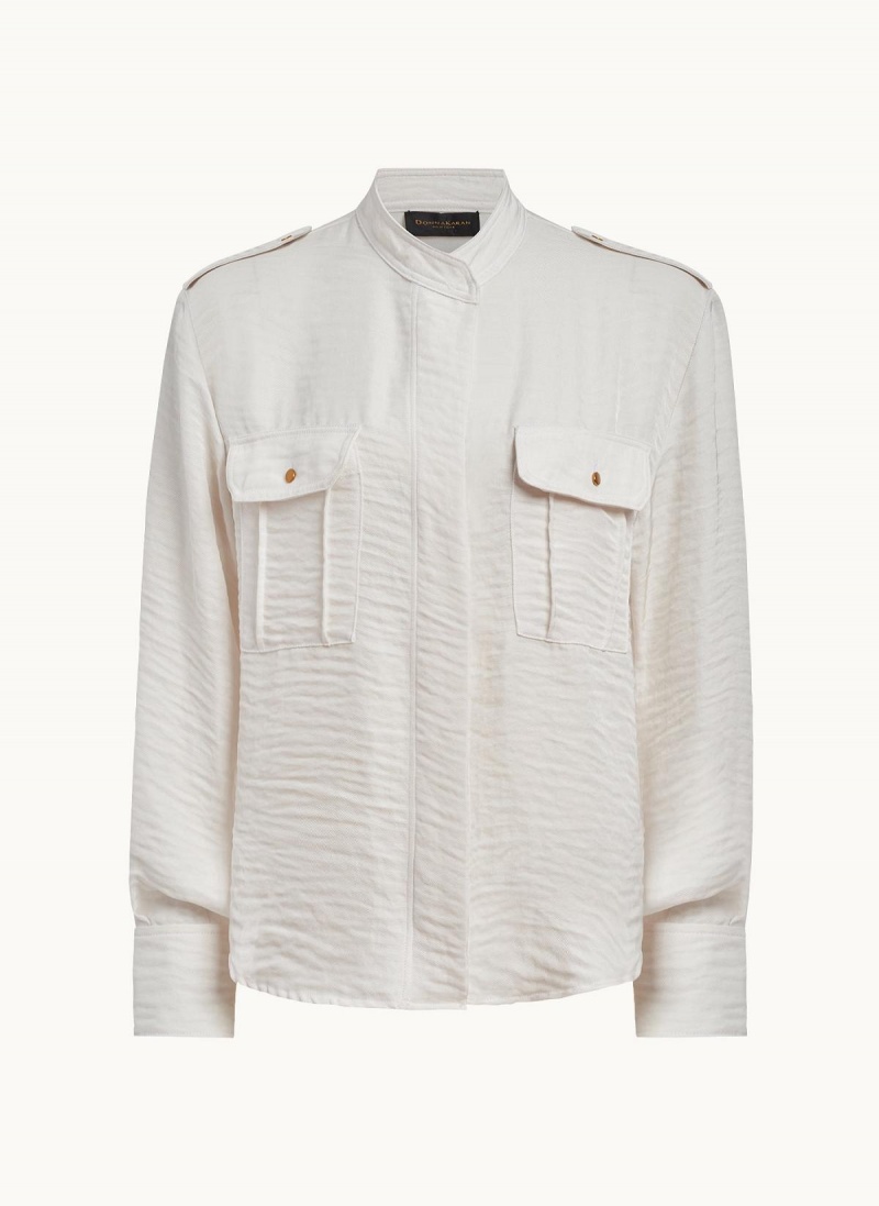 Donna Karan Button Up With Pockets Sweaters and Tops Cream | AU_DK77379