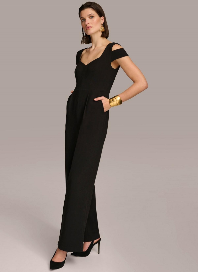 Donna Karan Cold Shoulder  Jumpsuit Black | AU_DK88051