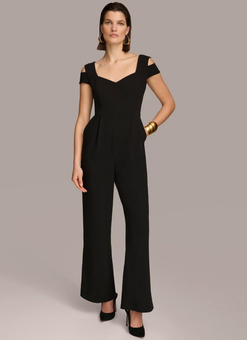 Donna Karan Cold Shoulder  Jumpsuit Black | AU_DK88051