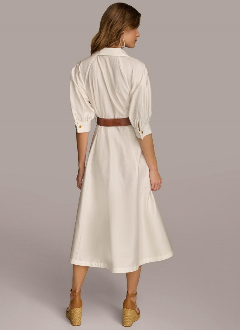 Donna Karan Cotton Shirt Dress Cream | AU_DK85782