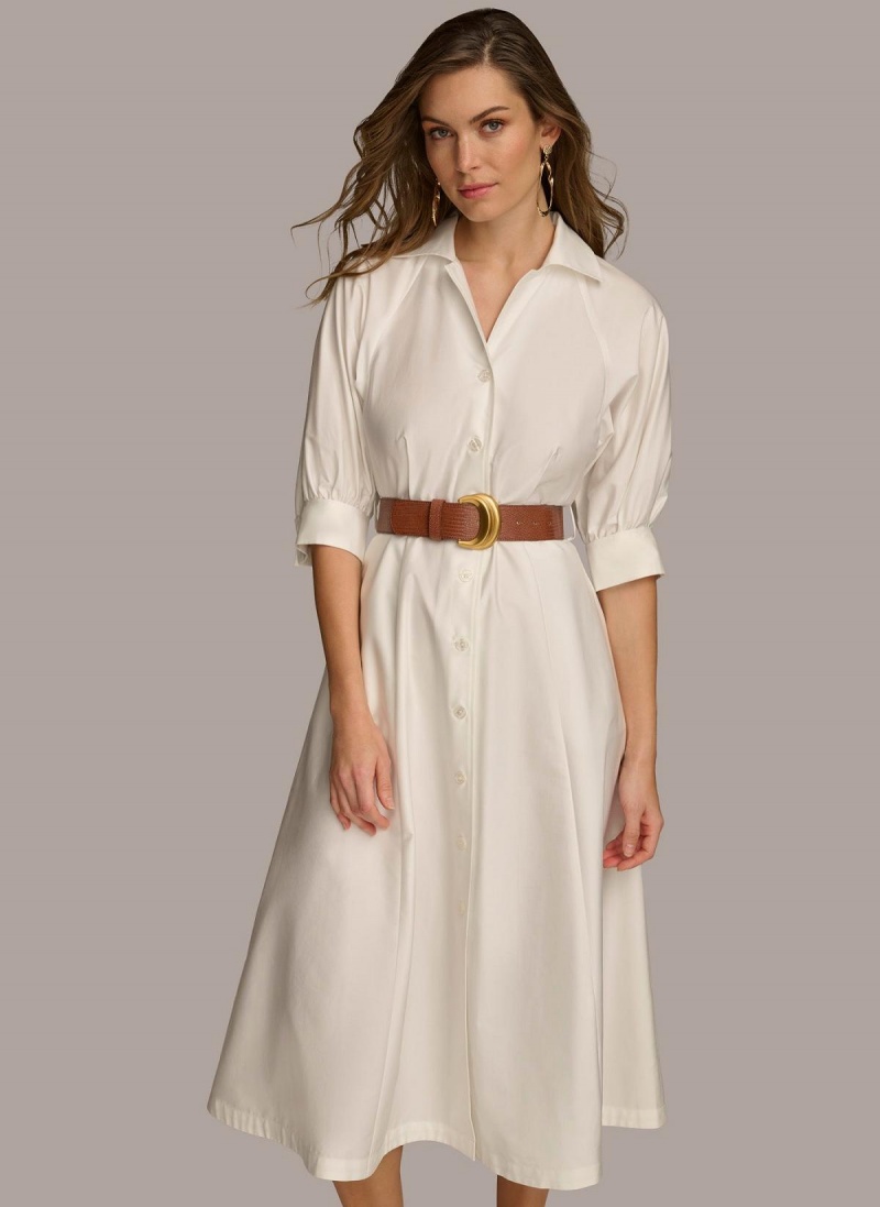 Donna Karan Cotton Shirt Dress Cream | AU_DK85782