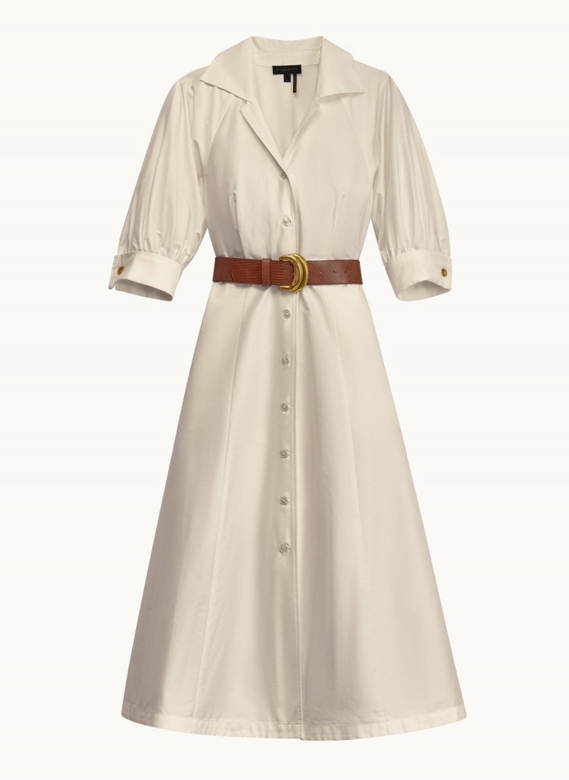 Donna Karan Cotton Shirt Dress Cream | AU_DK85782