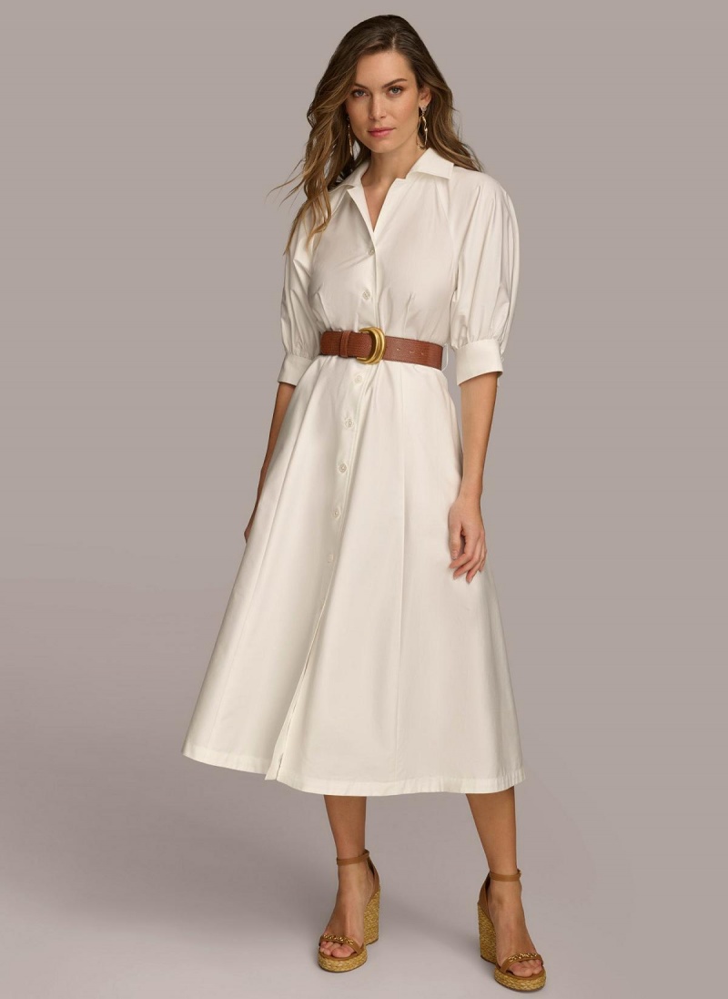 Donna Karan Cotton Shirt Dress Cream | AU_DK85782