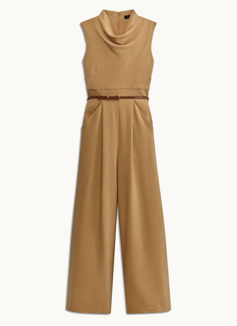 Donna Karan Cowl Neck Belted With Pockets Jumpsuit Gold | AU_DK22177