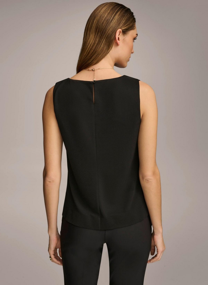 Donna Karan Crew Neck Layering Knit Sweaters and Tops Black | AU_DK54123