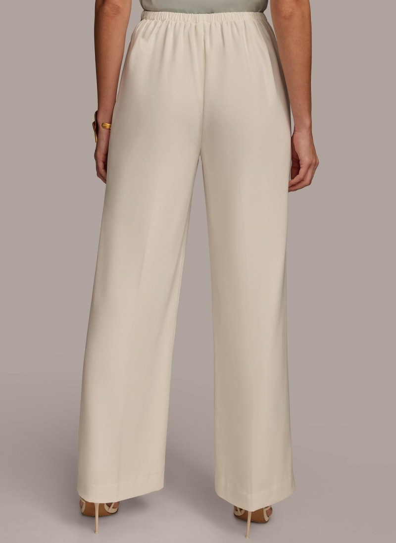 Donna Karan Flat Front Wide Leg Pants Cream | AU_DK45978