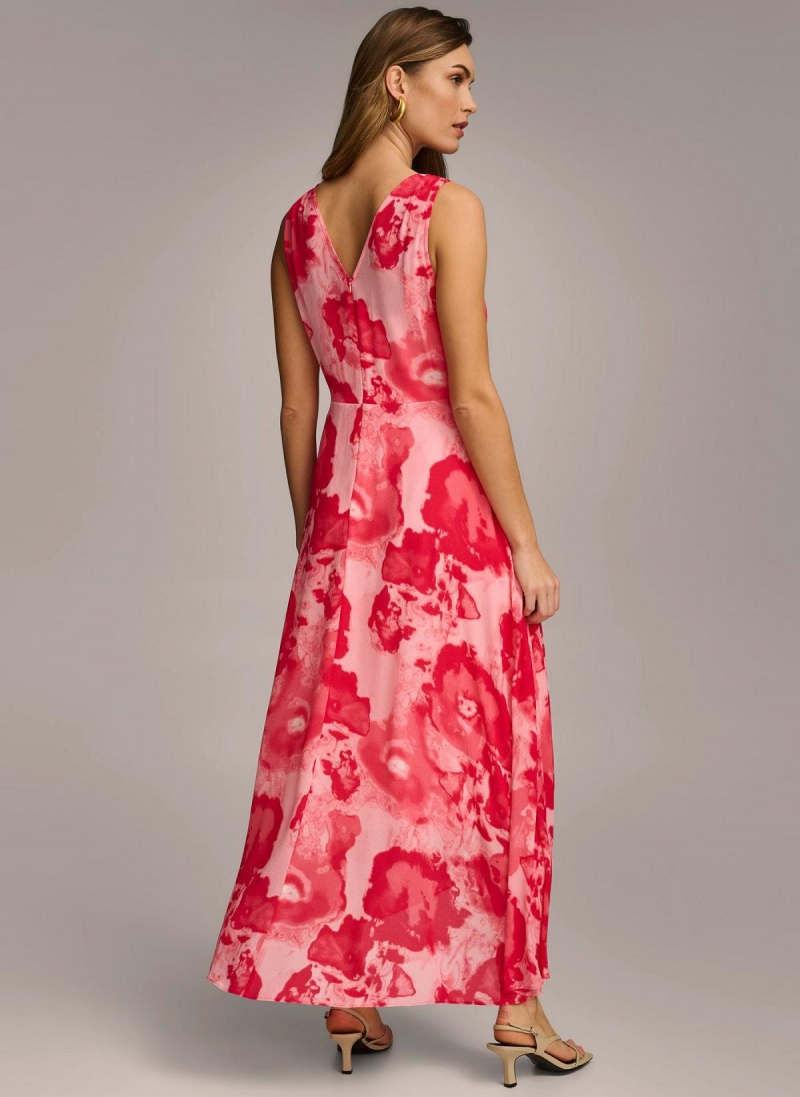 Donna Karan Floral Midi Dress Pink | AU_DK44763