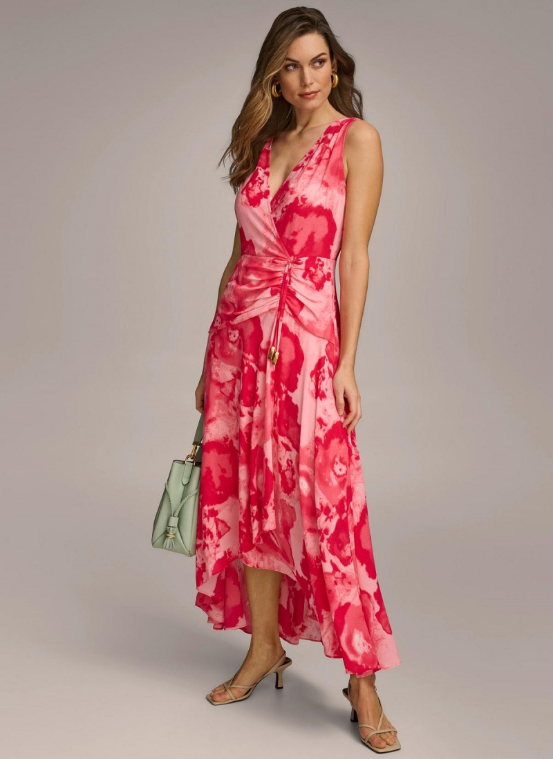 Donna Karan Floral Midi Dress Pink | AU_DK44763