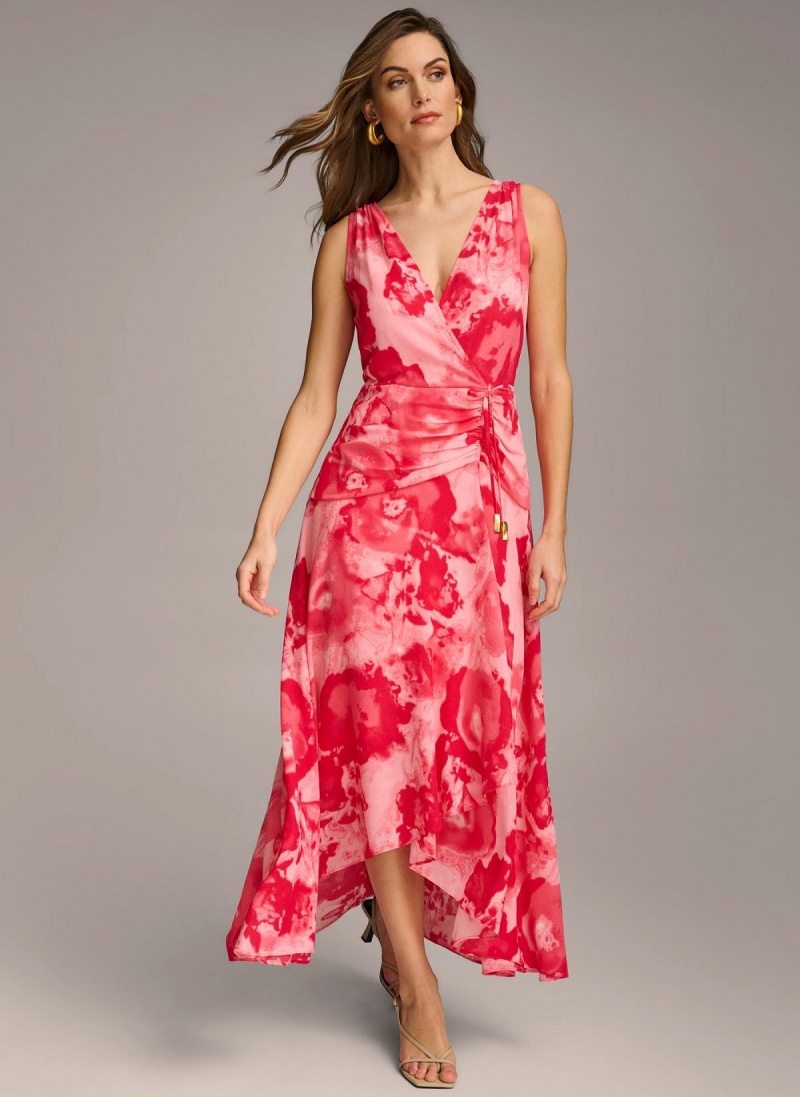 Donna Karan Floral Midi Dress Pink | AU_DK44763