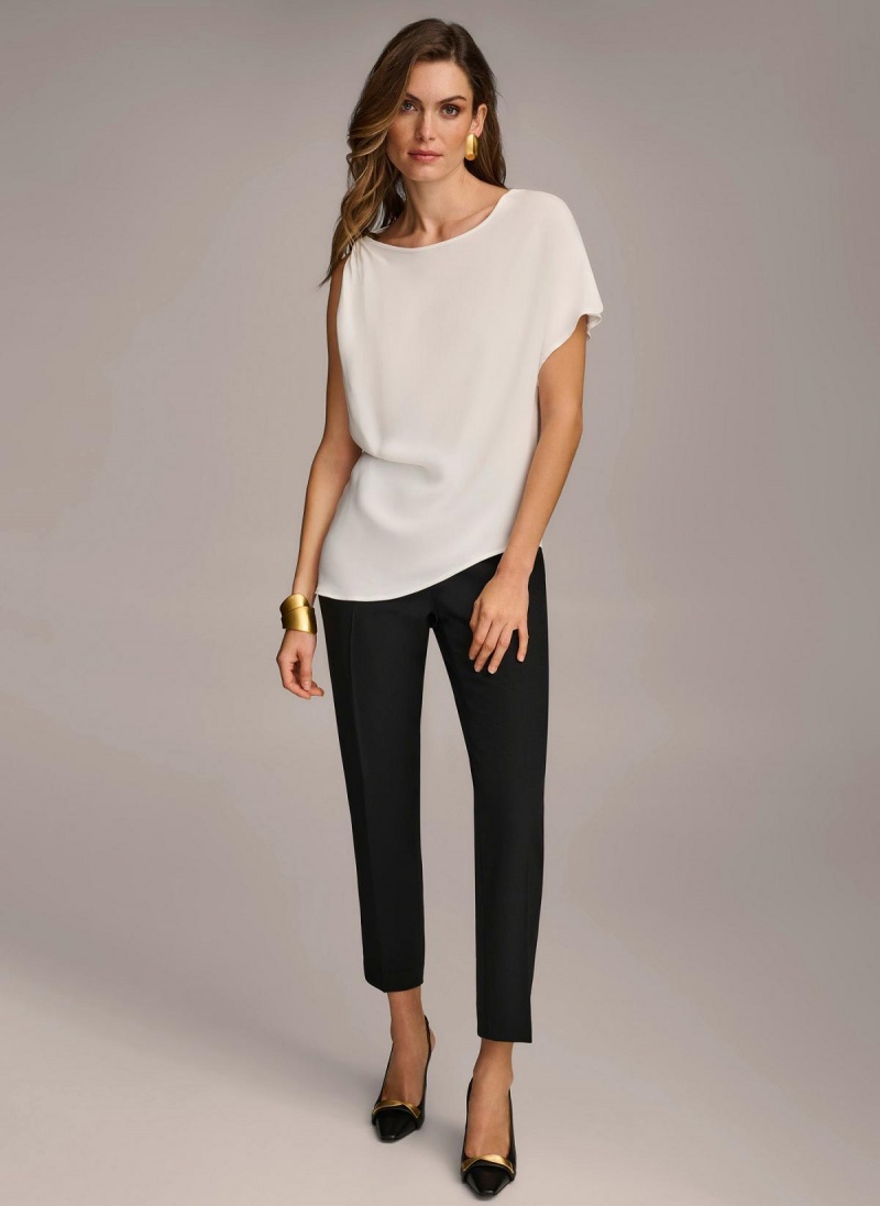 Donna Karan Gathered Hardware Shoulder Sweaters and Tops Cream | AU_DK14692