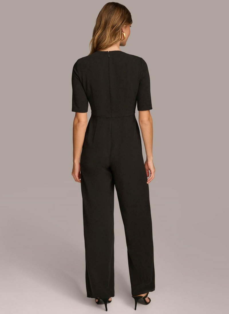 Donna Karan Half Sleeve Twist Neck Jumpsuit Black | AU_DK80432