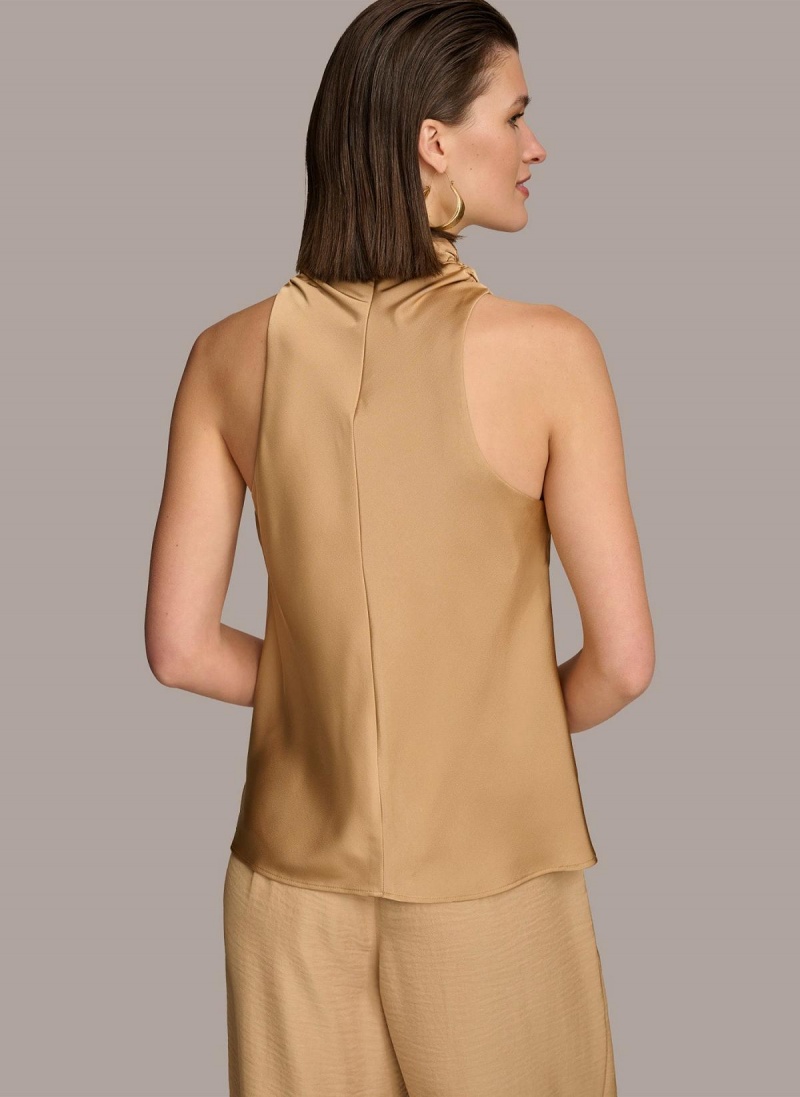 Donna Karan High Drape Neck Sweaters and Tops Gold | AU_DK79752