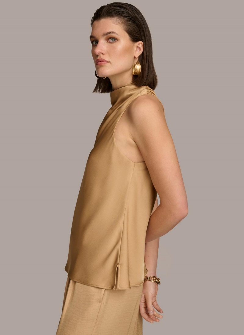 Donna Karan High Drape Neck Sweaters and Tops Gold | AU_DK79752