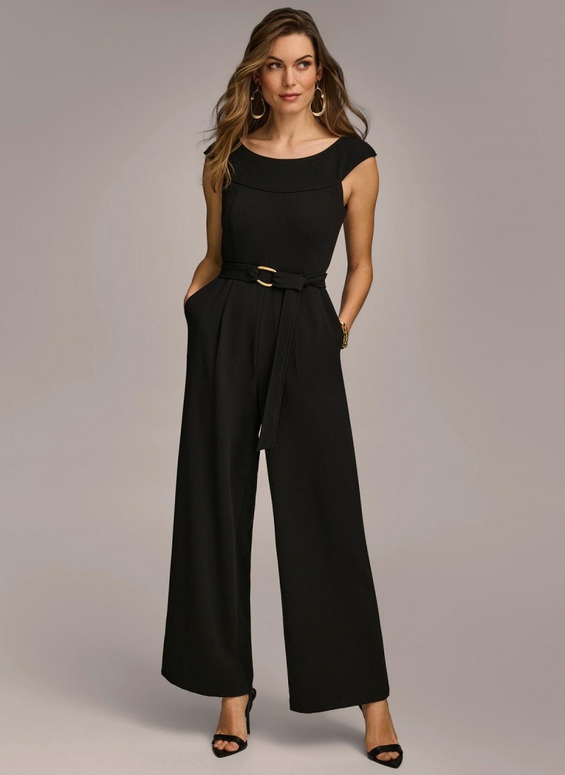 Donna Karan Jumpsuit With Hardware Belt Jumpsuit Black | AU_DK37126