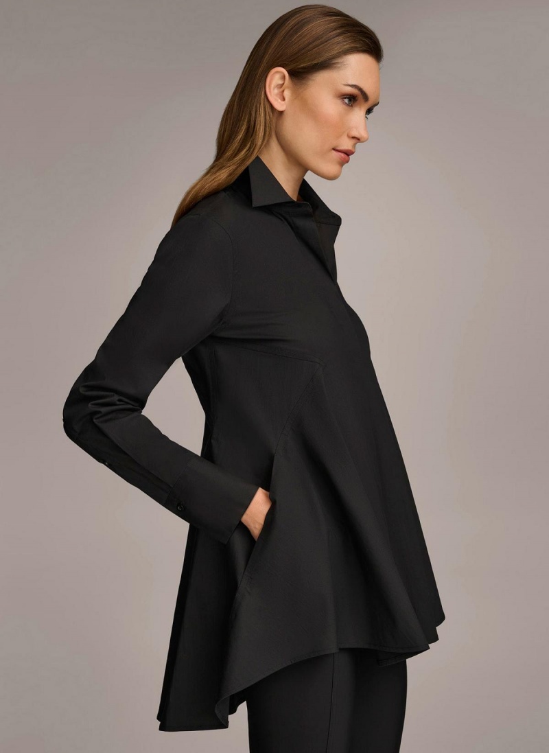 Donna Karan Long Sleeve A-line Tunic Sweaters and Tops Black | AU_DK22201