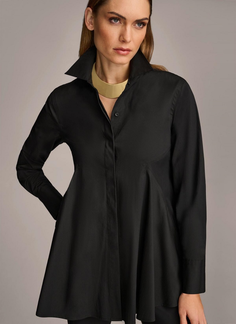 Donna Karan Long Sleeve A-line Tunic Sweaters and Tops Black | AU_DK22201