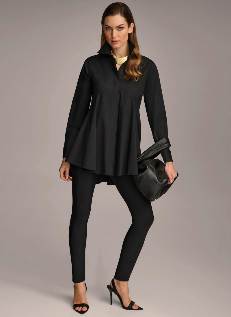 Donna Karan Long Sleeve A-line Tunic Sweaters and Tops Black | AU_DK22201