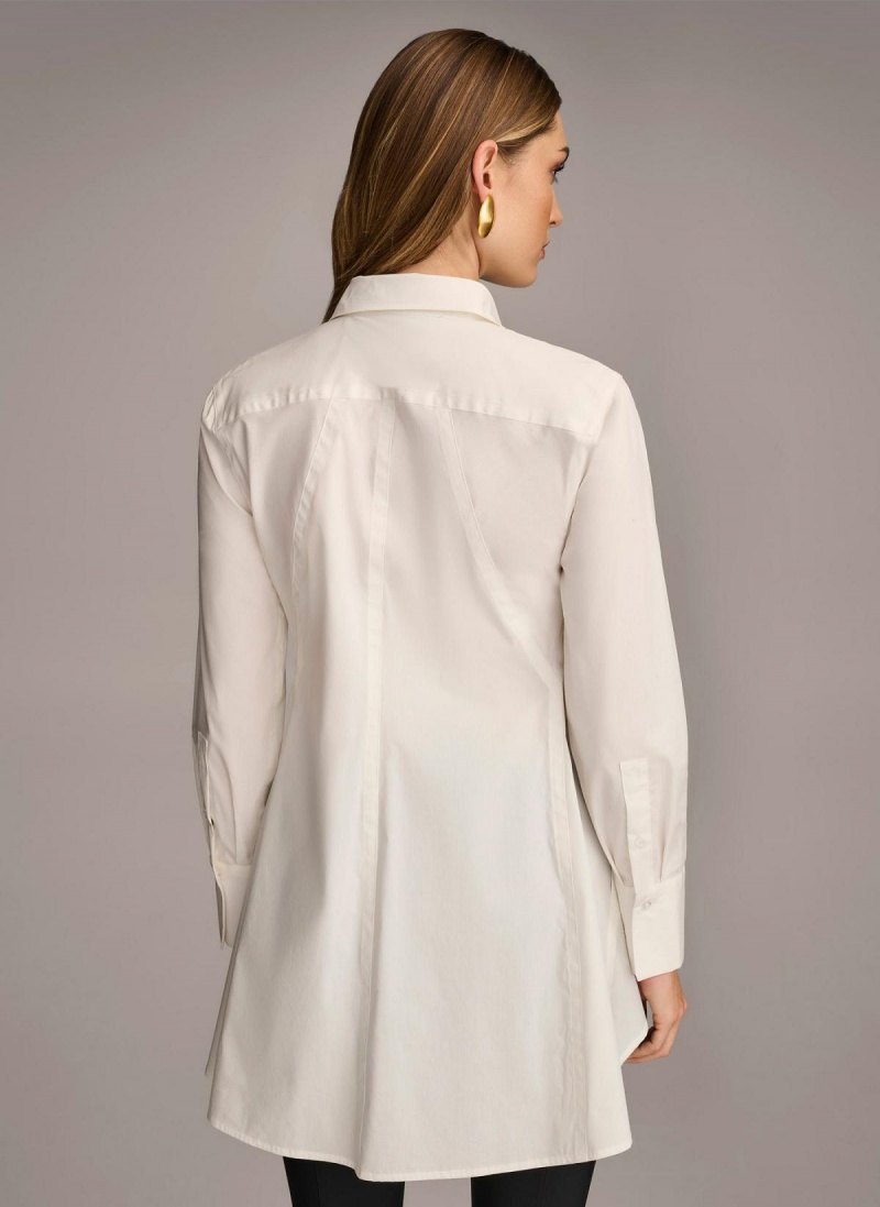 Donna Karan Long Sleeve A-line Tunic Sweaters and Tops Cream | AU_DK90302