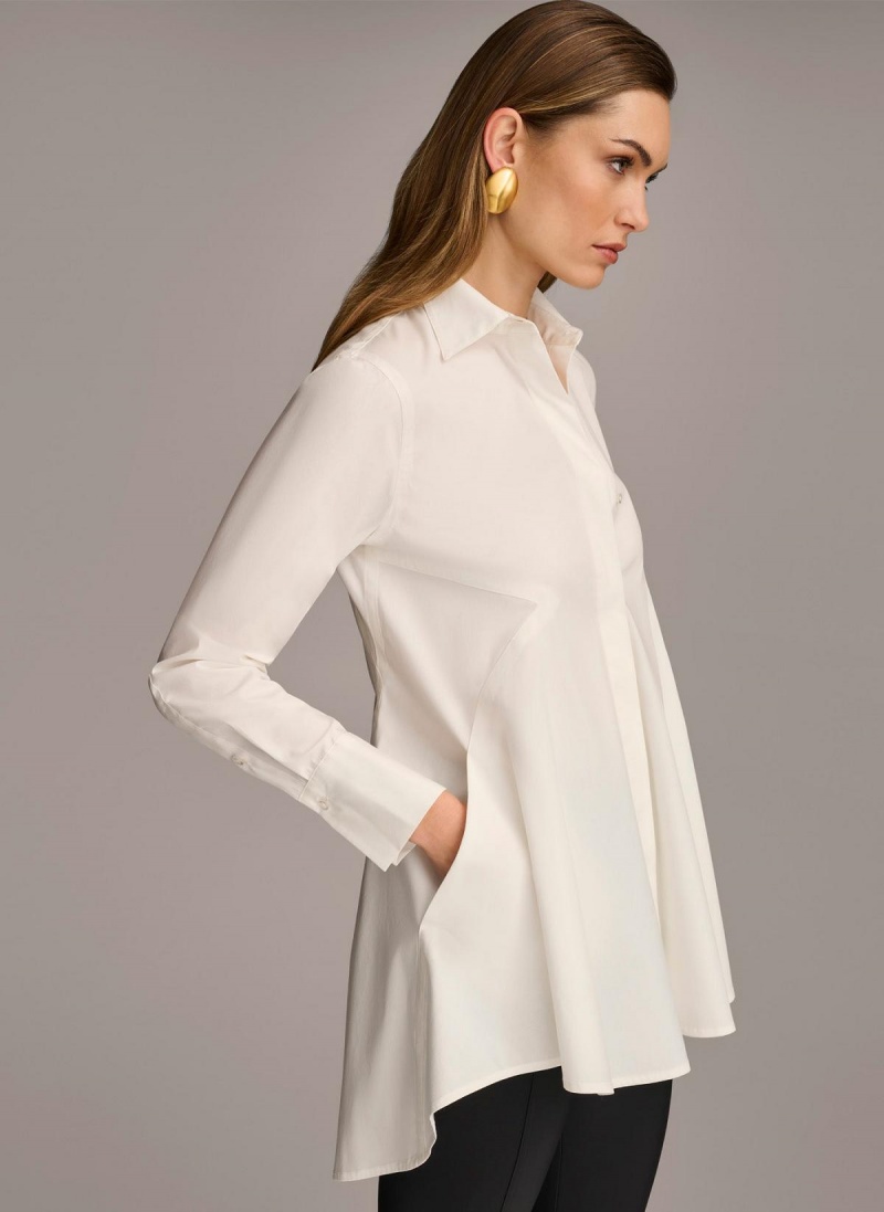 Donna Karan Long Sleeve A-line Tunic Sweaters and Tops Cream | AU_DK90302