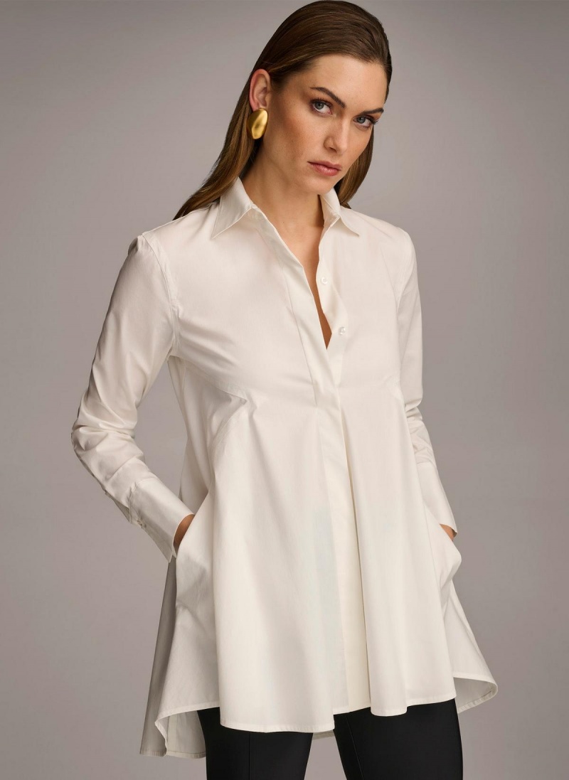 Donna Karan Long Sleeve A-line Tunic Sweaters and Tops Cream | AU_DK90302