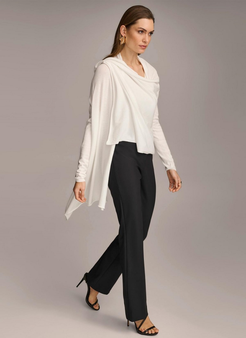 Donna Karan Long Sleeve Drape Cardigan Sweaters and Tops Cream | AU_DK31117